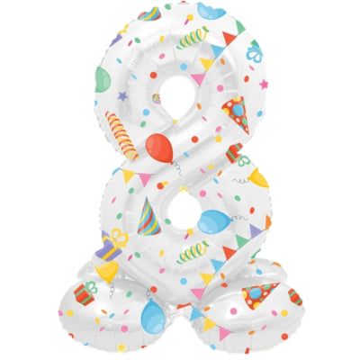 Folat ballon en aluminium debout 8 fête joyeuse 41 cm | 20 pièces