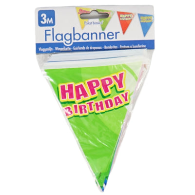Folat mini drapeau ligne joyeux anniversaire 3 mètres | 24 pièces
