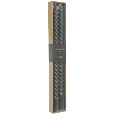 Bougies de dîner Countryfield vert virevoltant 2 x 30 cm lot de 2 | 24 pièces