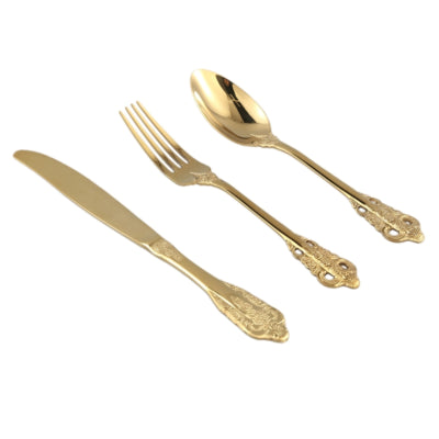Ptmd Couverts de poussée dans un coffret cadeau doré, lot de 3 | 12 pièces