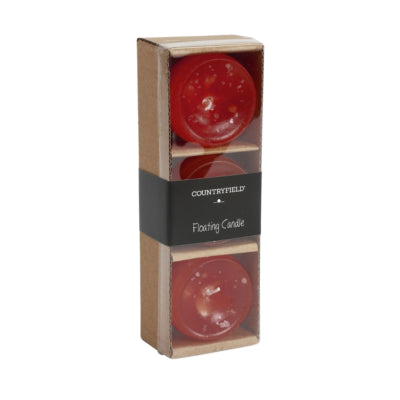 Countryfield bougie flottante bollie rouge 5 cm lot de 3 | 24 pièces