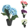 Plante artificielle en pot hortensia 34 cm 4 assortis | 12 pièces