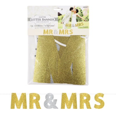 Amscan guirlande de lettres mr mme couleur or-argent 365 cm | 24 pièces
