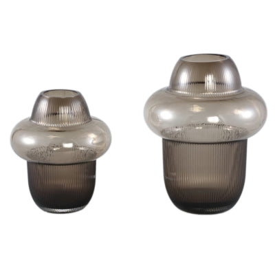 Ptmd vase marlene verre fumé marron 25,5 cm | 6 pièces