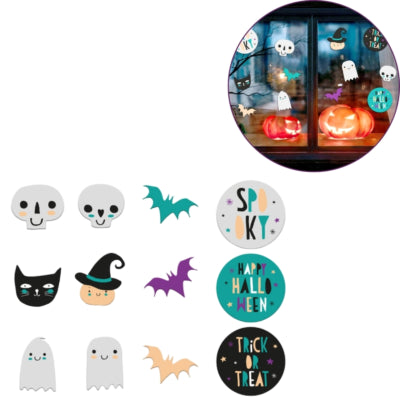 Folat autocollants de fenêtre joyeux Halloween lot de 12 | 24 pièces