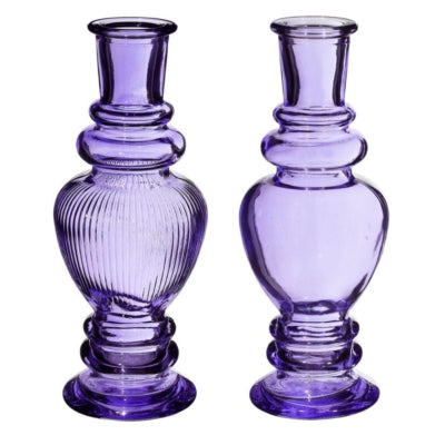 Vase bougeoir Venise violet 15,5 cm 2 assortis | 24 pièces