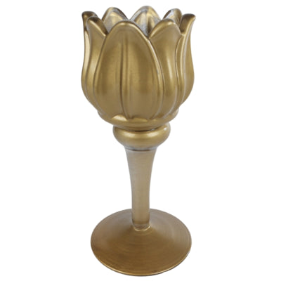 Photophore tulipe doré 16 cm | 16 pièces