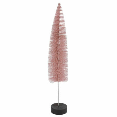Sapin de Noël Countryfield sur socle pailleté vieux rose 40 cm | 12 pièces