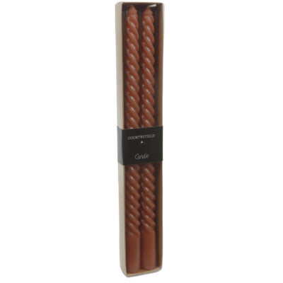 Countryfield bougies de table virevoltantes marron 2 x 30 cm lot de 2 | 24 pièces