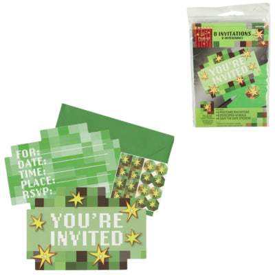 Amscan cartes d'invitation avec enveloppe TNT Minecraft 15 cm 8 pièces | 36 pièces