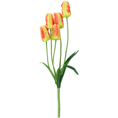 Fleur artificielle tulipe jaune orange 58 cm | 24 pièces