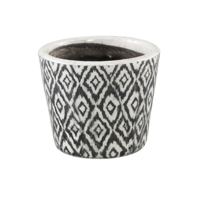 Ptmd pot de fleur beire m ikat imprimé noir et blanc 12 cm | 12 pièces