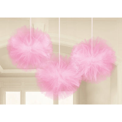 Amscan décoration tulle pompon rose 30 cm lot de 3 | 27 pièces
