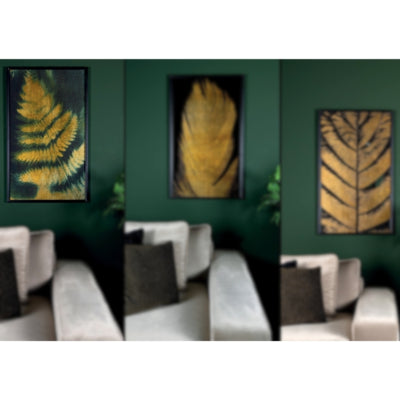 Daydream panneau mural loro fronde noir couleur or 100 cm | 2 pièces