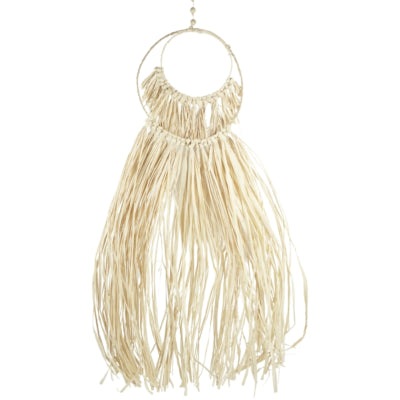 Déco murale boutons raphia duo cercle 80 cm | 24 pièces
