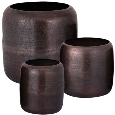 Ptmd pot de fleur djace aluminium cuivre 34 cm lot de 3 | 2 pièces