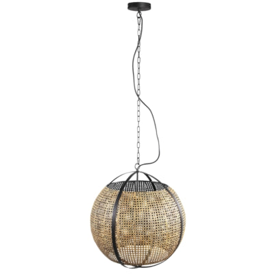Ptmd lampe suspendue bayu noir beige 55 cm | 2 pièces