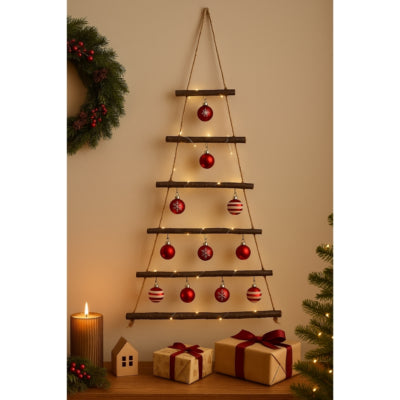 Décoration murale Sapin de Noël avec crochets 120 cm | 12 pièces