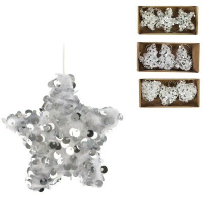 Décoration à suspendre avec paillettes 3 assortis lot de 3 | 12 pièces