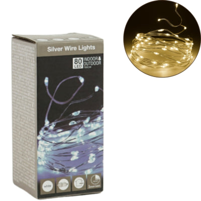 Guirlande lumineuse 80 LED prise UE blanche 790 cm | 24 pièces