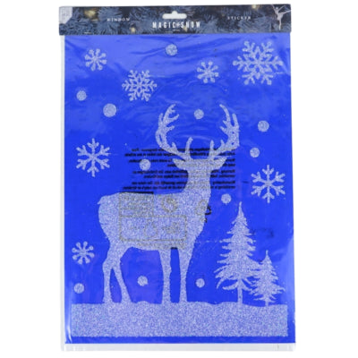 Autocollants de fenêtre renne bleu 40 cm | 24 pièces