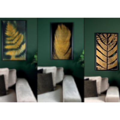 Panneau mural loro miroir en feuille de palmier doré 100 cm | 2 pièces