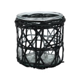 Photophore Gusta en rotin noir 10,5 cm | 6 pièces - afbeelding 1