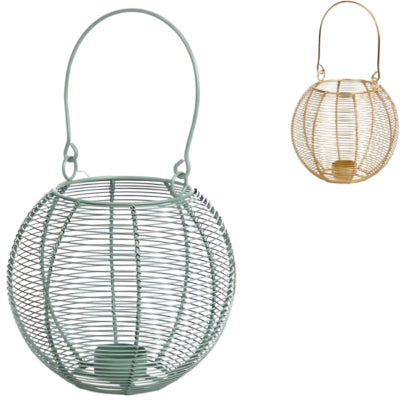 Lanterne métal doré vert 18 cm 2 assortis | 6 pièces