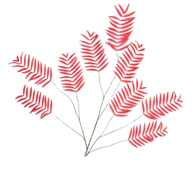 Daan feuille de palmier artificielle en bois courbé rouge 150 cm | 6 pièces