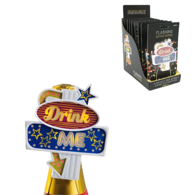 Lampe sur-bouteille clignotante à piles 10 cm | 16 pièces