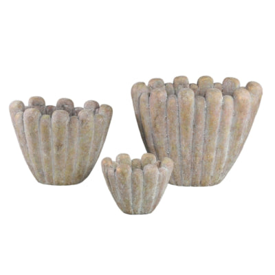 Ptmd pot de fleur menthe l marron 47 cm | 2 pièces