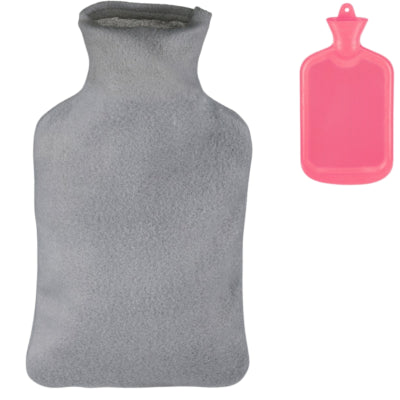 Bouillotte Relaxdays avec housse rose gris 1,5 l | 12 pièces