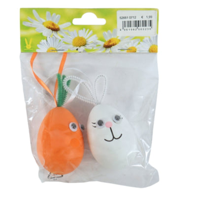 Pendentif Oeuf de Pâques et carotte 8 cm lot de 2 | 24 pièces