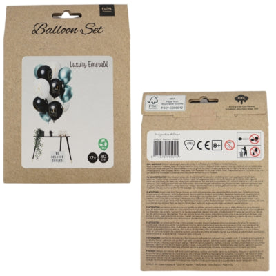 Folat ballons luxe émeraude anniversaire 1 an 30 cm lot de 12 | 24 pièces