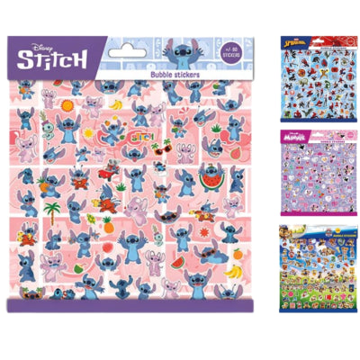 Autocollants bulles licence Disney pop up 20,5 x 20,5 cm 4 assortis | 24 pièces