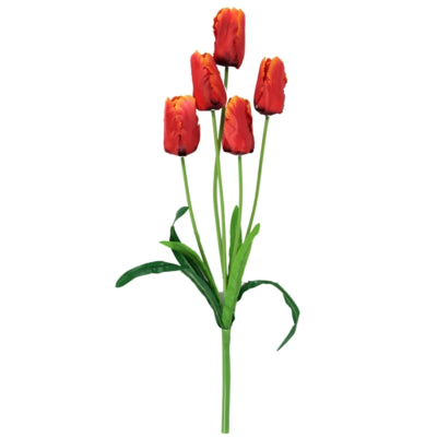 Fleur artificielle tulipe rouge orange 58 cm | 24 pièces