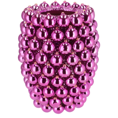 Vase en bois courbé Daan boule de Noël fuchsia 39 cm | 2 pièces