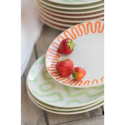 Assiette J-line motif vert 22 cm | 12 pièces