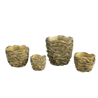 Ptmd pot de fleur vagues marron rond xs 12 cm | 24 pièces