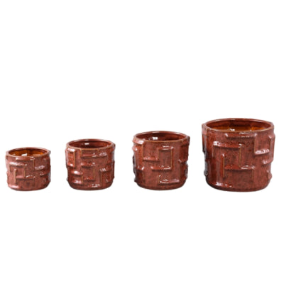 Ptmd pot de fleur leni xl bordeaux 18,5 cm | 6 pièces