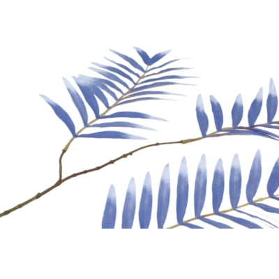 Daan branche artificielle en bois courbé feuille de palmier soie bleu 95 cm | 6 pièces