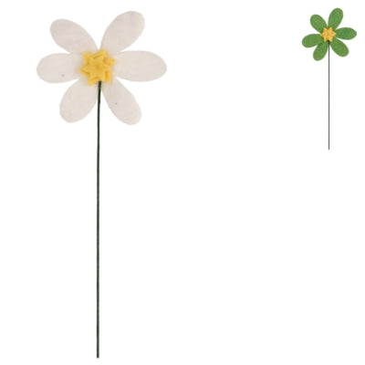 Fleur artificielle feutre vert blanc 33 cm 2 assortis | 24 pièces