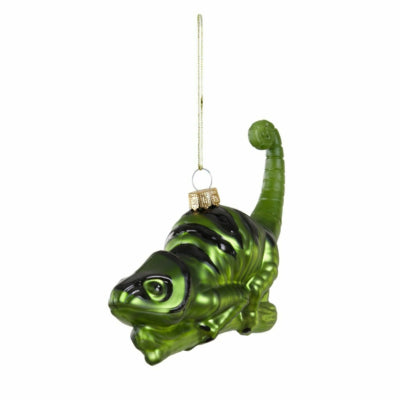 Luminaire suspendu lézard en verre vert 14 cm | 6 pièces