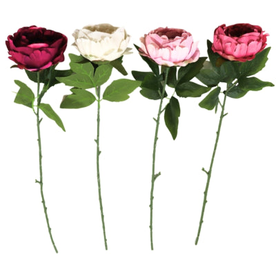 Fleur artificielle pivoine 68 cm 4 assortis | 24 pièces