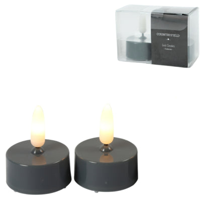 Countryfield LED bougie chauffe-plat élégance effet flamme gris 5 cm lot de 2 | 24 pièces