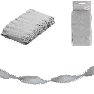 Folat guirlande torsadée papier crépon couleur argent 6 mètres | 24 pièces