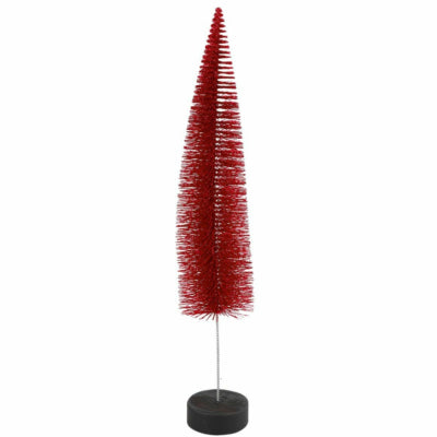 Sapin de Noël Countryfield sur socle rouge pailleté 40 cm | 12 pièces
