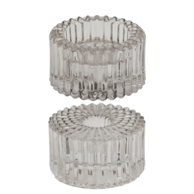 Housevitamin bougeoir duo ribb verre fumé gris 8 cm | 24 pièces