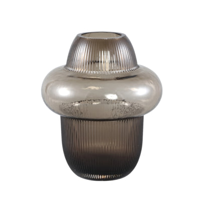 Ptmd vase marlene verre fumé marron 19,5 cm | 6 pièces