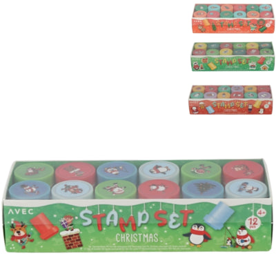 Timbre Noël 4 assortis lot de 12 | 48 pièces